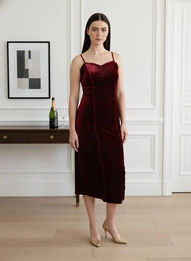 مرفوعة Women Fitted Solid Sweetheart Sleeveless Bodycon Dress